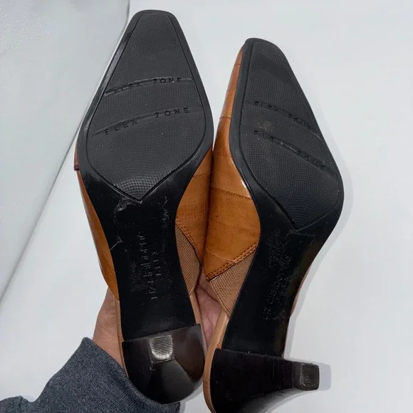 Liz Claiborne Mallory Tan Leather Pointed Toe Mules Shoes Women 6.5M Career Chic - Picture 10 of 12